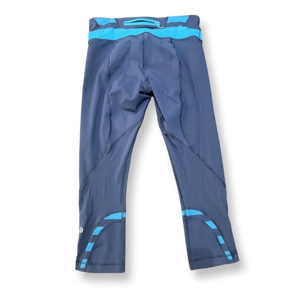 Lululemon Run Inspire Crop II Inkwell Quilt Winter Stripe Surge Size 6 🤍 - Picture 1 of 5